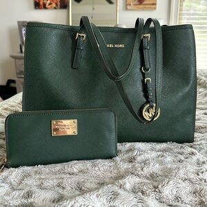 Michael Kors Saffiano Leather Bag & Wallet Set